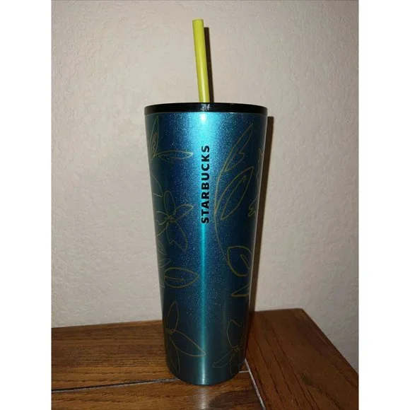 Starbucks | Dining | Starbucks 222 Spring Teal Floral Stainless Steel Cold Cup  Tumbler Venti 24 Oz | Poshmark